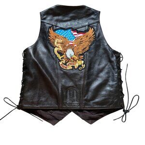 First Classics Leather Gear Motorcycle Biker Vest Mens Large Dark Brown Gothic